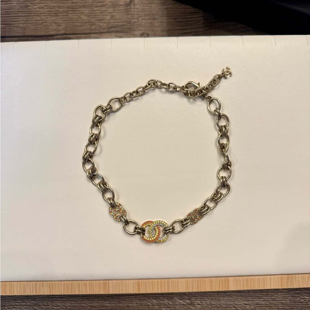 Chanel Statement Multi Colored Crystal Cc Choker … - image 5